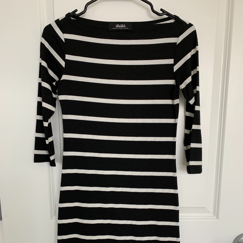 Lulu's Black and White Stripe Bodycon Minidress